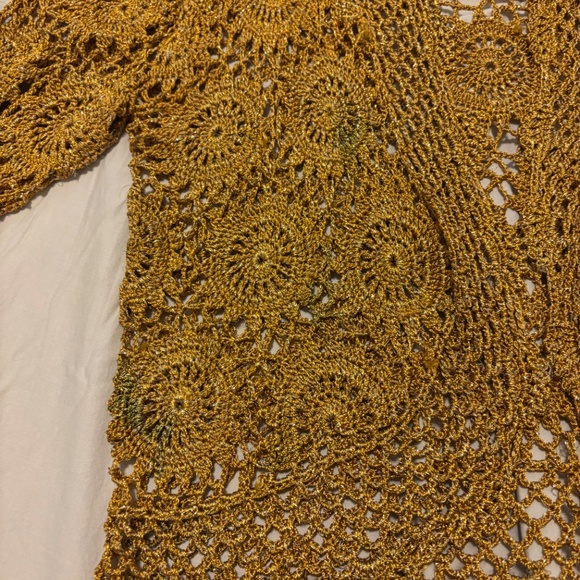 Joseph A Metallic Gold Crochet Cardigan – Size Small - Picture 10 of 10